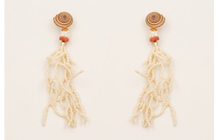 Pendientes perno caracola redonda con flecos rama 