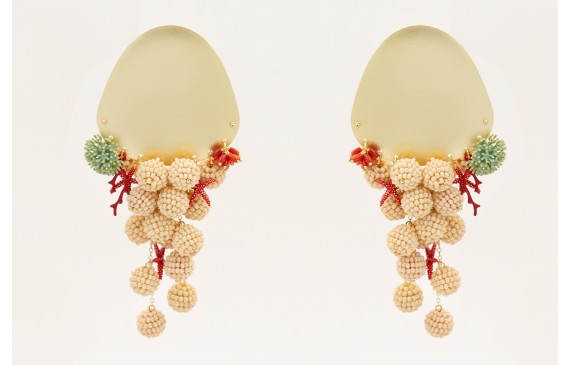 Pendientes perno gota grande con bolas de abalorio