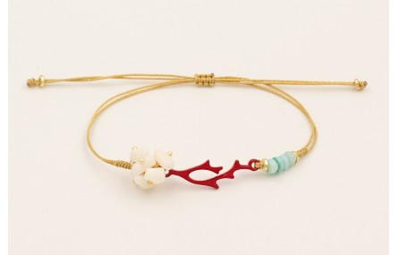Pulsera hilo dorado con nudo serpiente con burruño