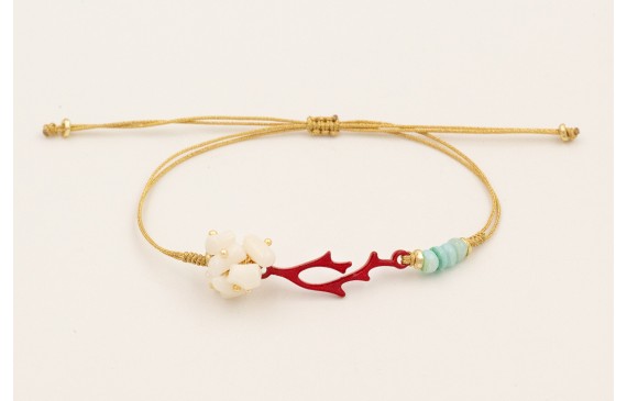Pulsera hilo dorado con nudo serpiente con burruño