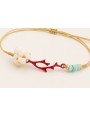 Pulsera hilo dorado con nudo serpiente con burruño