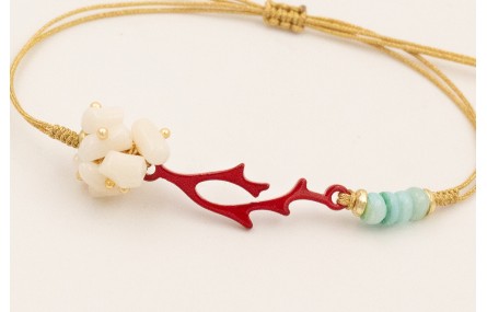 Pulsera hilo dorado con nudo serpiente con burruño