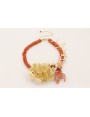 Collar discos coral con calas planas doradas mate,