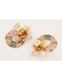 Pendientes disco estampada flores rosas y ramas co