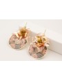 Pendientes disco estampada flores rosas y ramas co