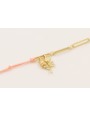 Pulsera mitad hilo macrame rosa y mitad cadena esl