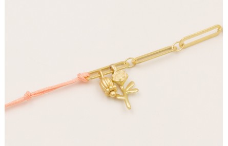 Pulsera mitad hilo macrame rosa y mitad cadena esl