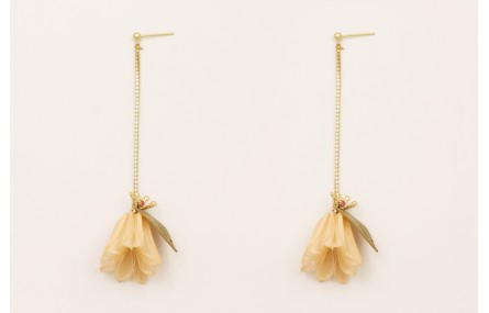 Pendientes perno bolita con cadena strass mini, fl