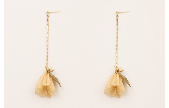 Pendientes perno bolita con cadena strass mini, fl