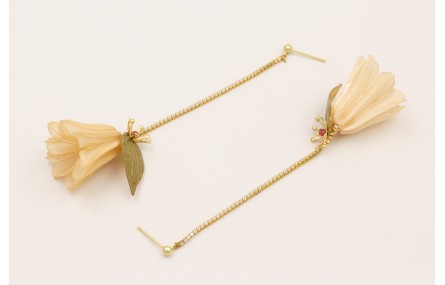 Pendientes perno bolita con cadena strass mini, fl