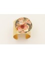 Brazalete con disco estampado flores rosas y ramas