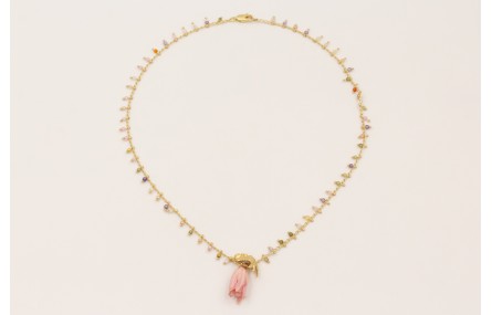 Collar cadena bolitas facetadas multicolor con cam