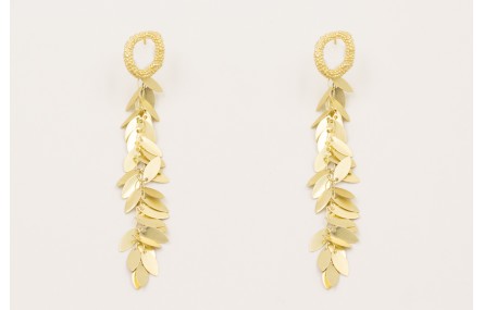 Pendientes perno aro pata pulpo dorado mate con ca