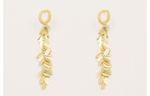 Pendientes perno aro pata pulpo dorado mate con ca