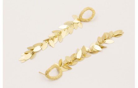 Pendientes perno aro pata pulpo dorado mate con ca