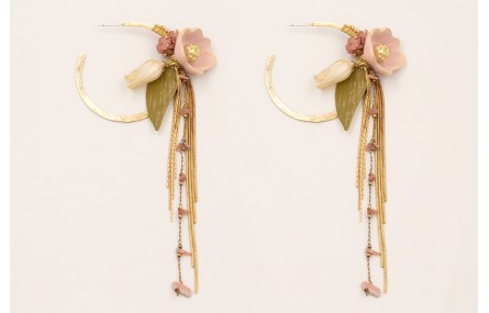 Pendientes aro labrado dorado mate con burruño chi