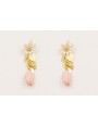 Pendientes perno flor esmalte natural crema,, colg