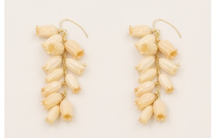 Pendientes gancho sncillo dorado mate con cascada 