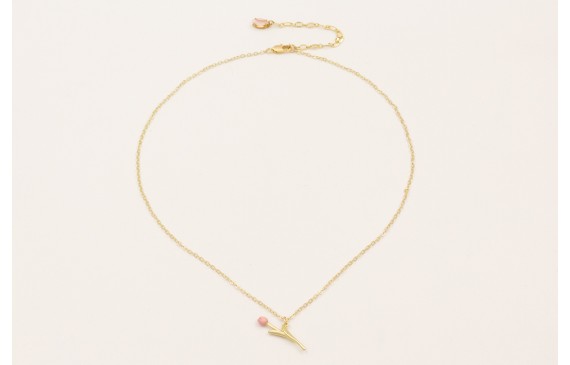 Solitario cadena eslabón pequeña dorada mate con c