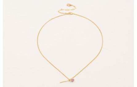 Solitario cadena eslabón pequeña dorada mate con c