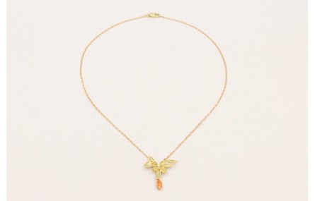 Collar cadena micro ovalo dorado mate con colgante