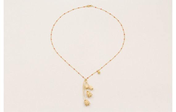 Collar cadena microesmalte teja con tulipanes esma