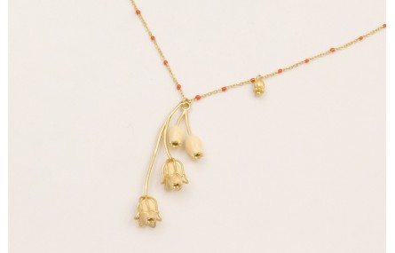 Collar cadena microesmalte teja con tulipanes esma