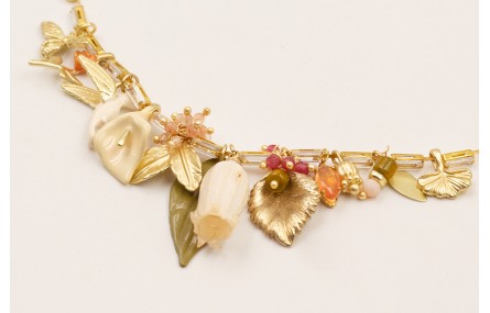 Collar cadena strass rectangular con colgantes, ab