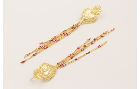 Pendientes sagrado corazón dorado mate con colgant