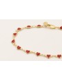 Pulsera cadena corazones esmaltados rojo.