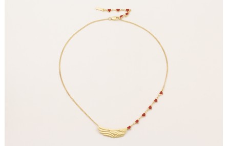 Collar cadena eslbón plano dorado mate y cadena de