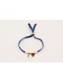Pulsera seda natural azul marino con tubo curvado 