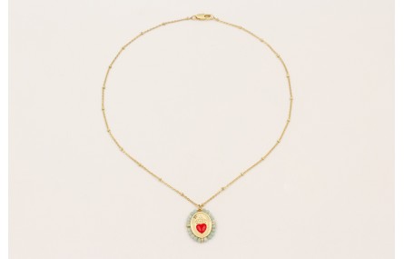 Solitario cadena microbola dorada mate con colgant