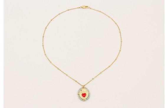 Solitario cadena microbola dorada mate con colgant