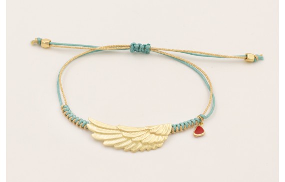 Pulsera hilo dorado metalico y menta con nudo serp