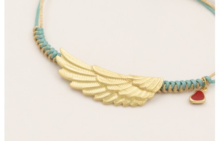 Pulsera hilo dorado metalico y menta con nudo serp