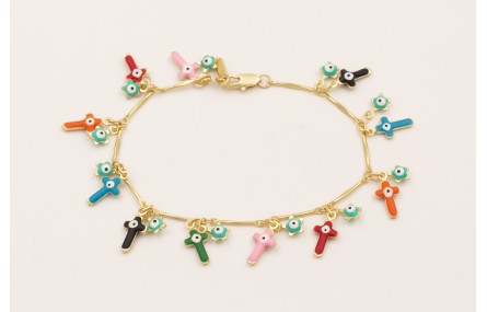 Pulsera cadena estrellas con ojos turcos y colgand