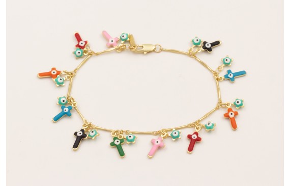Pulsera cadena estrellas con ojos turcos y colgand