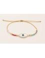 Pulsera hilo metalico dorado con ojo turco nacar b