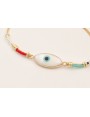 Pulsera hilo metalico dorado con ojo turco nacar b