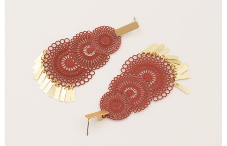 Pendientes perno listón plano con filigrana esmalt