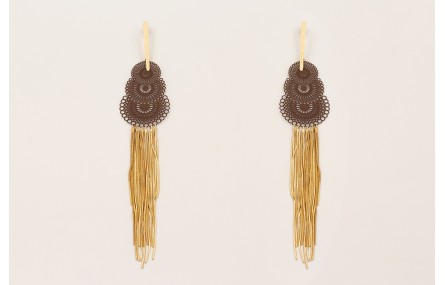 Pendientes perno lámina satinada con filigrana esm