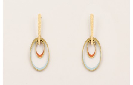 Pendientes lámina satinada con ovalos biselados es