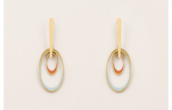 Pendientes lámina satinada con ovalos biselados es