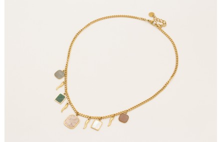 Collar de acero inoxadable con cadena y colgantes 