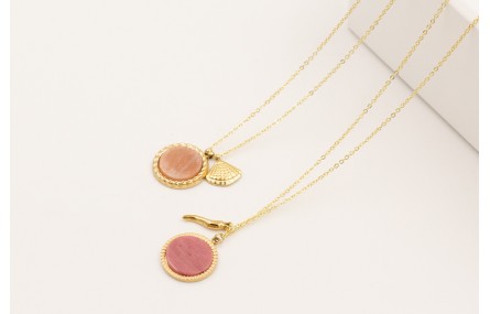 Solitario acero inoxidable con colgante almeja dor