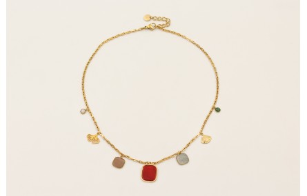 Collar de acero inoxadable con cadena y colgantes 