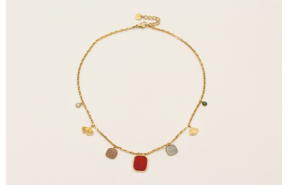 Collar de acero inoxadable con cadena y colgantes 