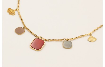 Collar de acero inoxadable con cadena y colgantes 