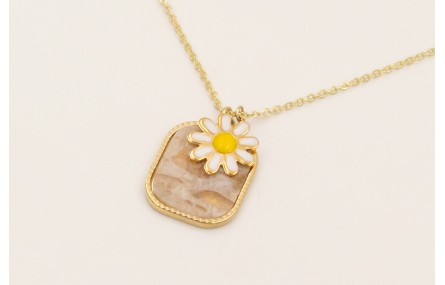 Collar cadena acero inoxidable con colgante piedra